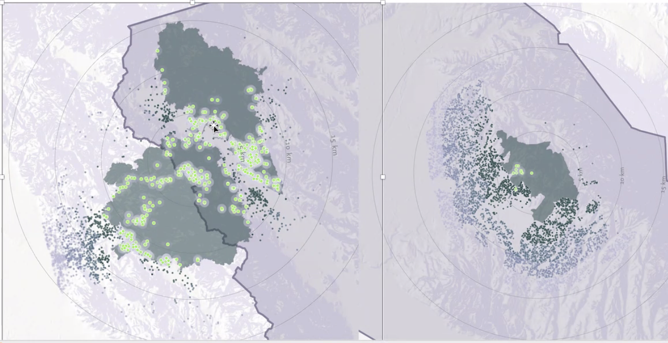SafeGraph visitation deltas near wildfire zones